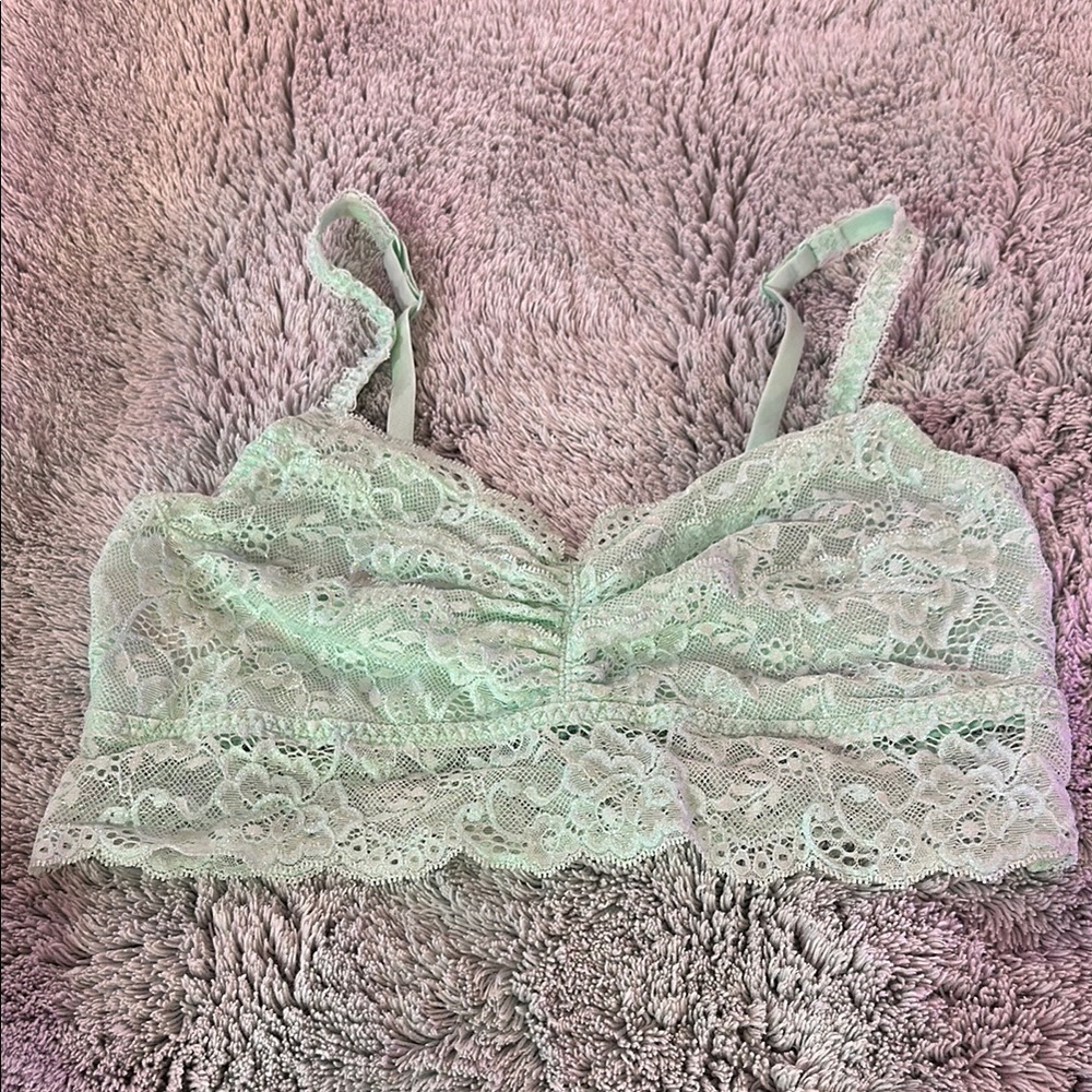 Lace Bralette in Mint Green by PINK